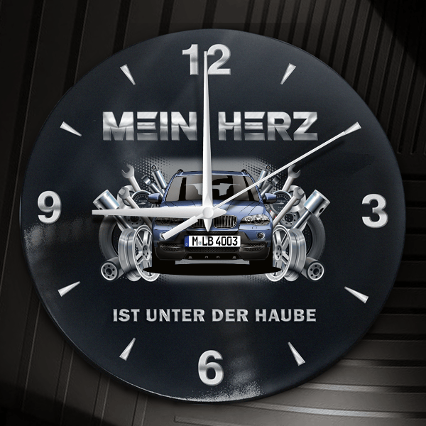 X5 Wanduhr personalisiert mit Auto u. Kennzeichen! M, Tuning Design 2
