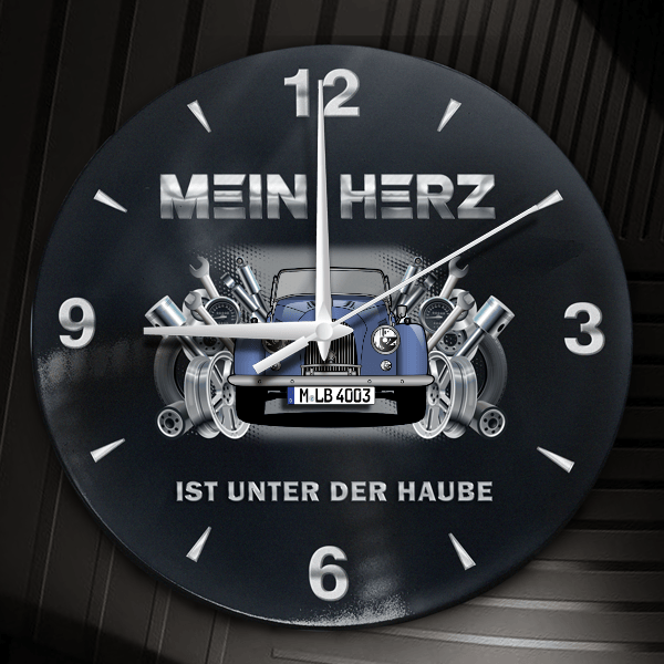 4/4 Wanduhr personalisiert mit Auto u. Kennzeichen! M, Tuning Design 2