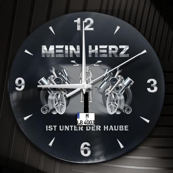 Rocker C Wanduhr personalisiert mit Motorrad u. Kennzeichen! M, Tuning Design 2