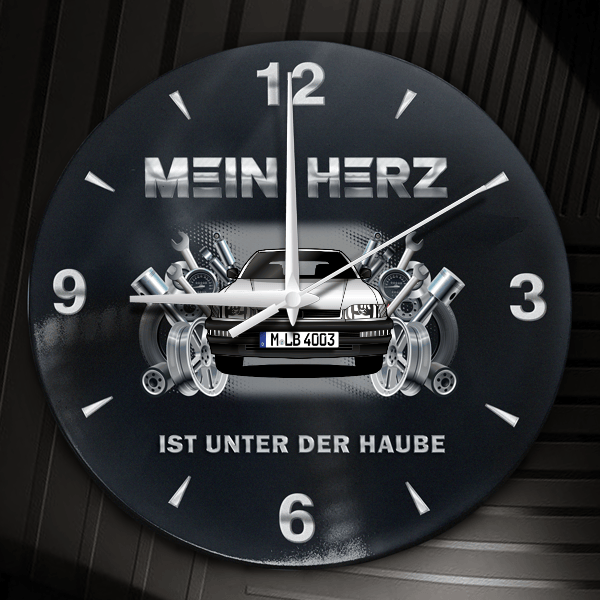 Concerto Wanduhr personalisiert mit Auto u. Kennzeichen! M, Tuning Design 2