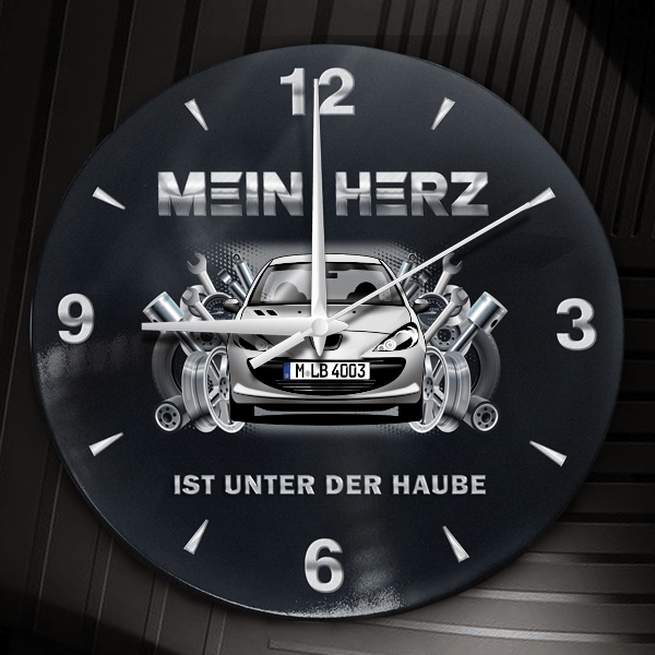 206+ Wanduhr personalisiert mit Auto u. Kennzeichen! M, Tuning Design 2