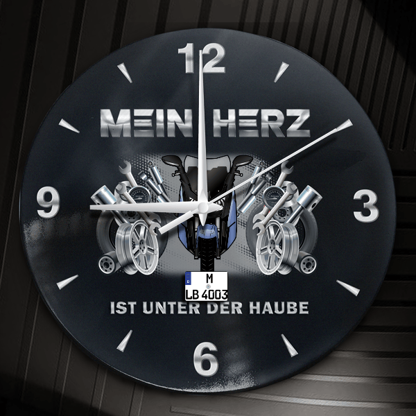 C Evolution Wanduhr personalisiert mit Motorrad u. Kennzeichen! M, Tuning Design 2