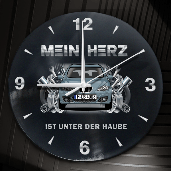 Altea XL Wanduhr personalisiert mit Auto u. Kennzeichen! M, Tuning Design 2