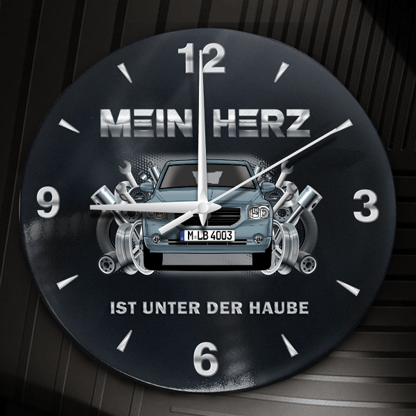 Caliber Wanduhr personalisiert mit Auto u. Kennzeichen! M, Tuning Design 2