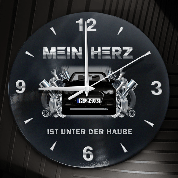 A3 Cabriolet Wanduhr personalisiert mit Auto u. Kennzeichen! M, Tuning Design 2