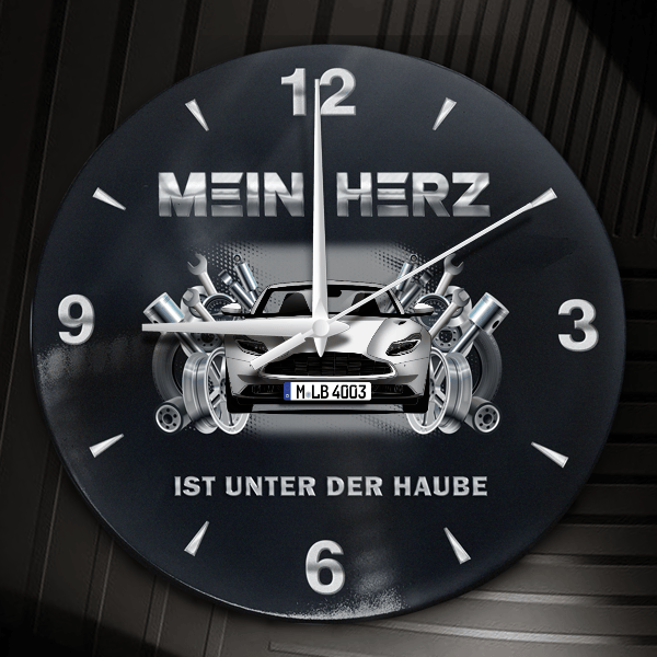 DB11 Coupe Wanduhr personalisiert mit Auto u. Kennzeichen! M, Tuning Design 2