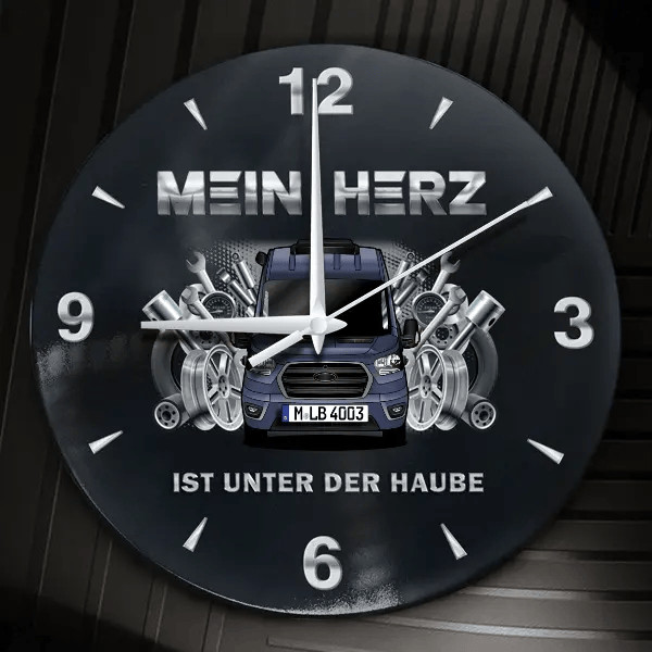 CV 600 Wanduhr personalisiert mit Wohnwagen u. Kennzeichen! M, Tuning Design 2