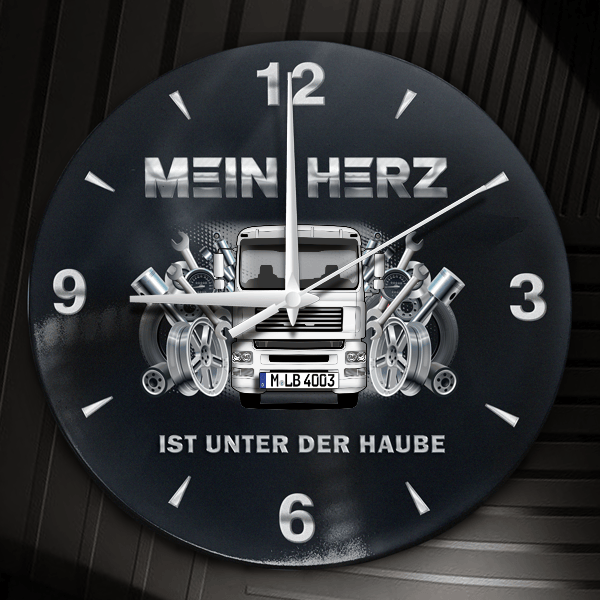 TGA 26.390 Wanduhr personalisiert mit LKW u. Kennzeichen! M, Tuning Design 2