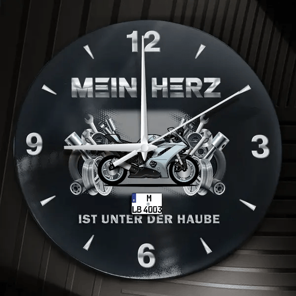YZF-R6 Wanduhr personalisiert mit Motorrad u. Kennzeichen! M, Tuning Design 2