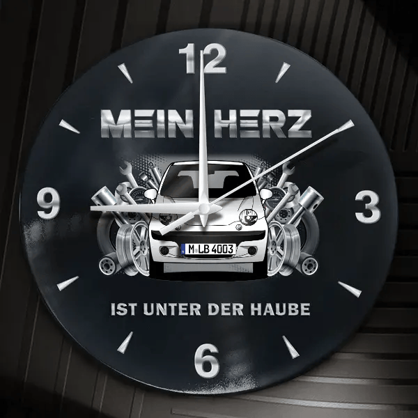 Matiz Wanduhr personalisiert mit Auto u. Kennzeichen! M, Tuning Design 2