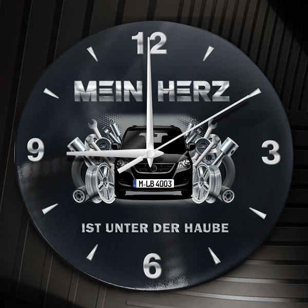 Routan Wanduhr personalisiert mit Auto u. Kennzeichen! M, Tuning Design 2