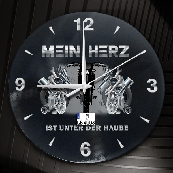 XT125R Wanduhr personalisiert mit Motorrad u. Kennzeichen! M, Tuning Design 2