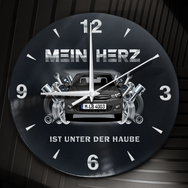 Elysee Wanduhr personalisiert mit Auto u. Kennzeichen! M, Tuning Design 2
