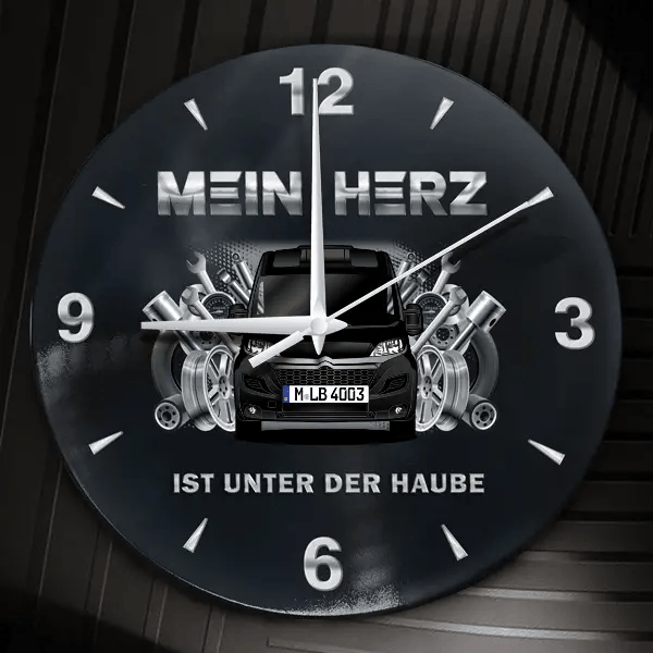 V 599 Wanduhr personalisiert mit Wohnwagen u. Kennzeichen! M, Tuning Design 2