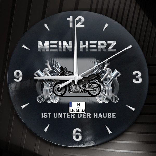 GSF 1250 S Wanduhr personalisiert mit Motorrad u. Kennzeichen! M, Tuning Design 2