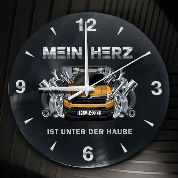 VAN TI 640 MEG Wanduhr personalisiert mit Wohnwagen u. Kennzeichen! M, Tuning Design 2