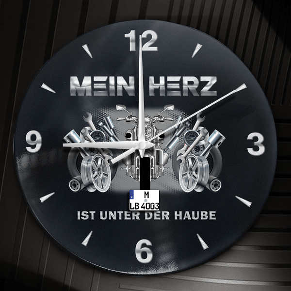 Vmax Wanduhr personalisiert mit Motorrad u. Kennzeichen! M, Tuning Design 2
