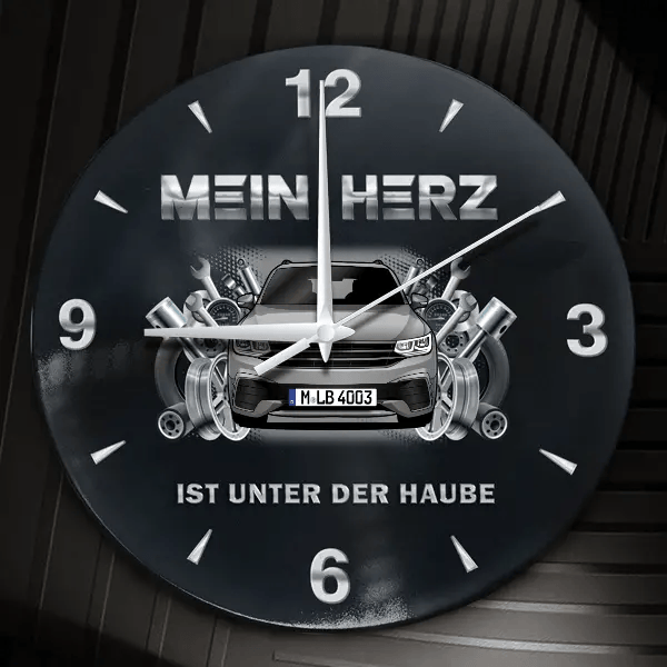 Tiguan Wanduhr personalisiert mit Auto u. Kennzeichen! M, Tuning Design 2