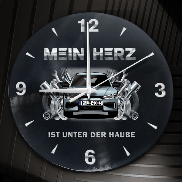 EV6 GT Wanduhr personalisiert mit Auto u. Kennzeichen! M, Tuning Design 2