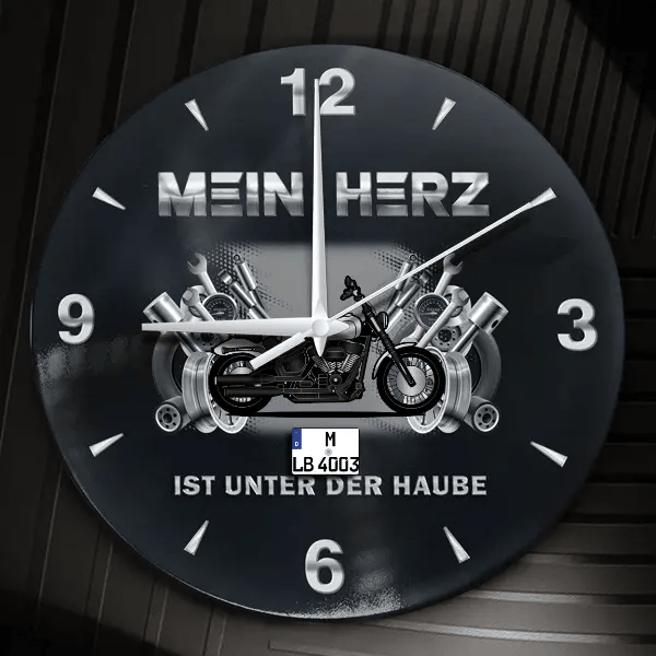Street Bob FXDB Wanduhr personalisiert mit Motorrad u. Kennzeichen! M, Tuning Design 2