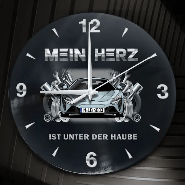 Artura Wanduhr personalisiert mit Auto u. Kennzeichen! M, Tuning Design 2