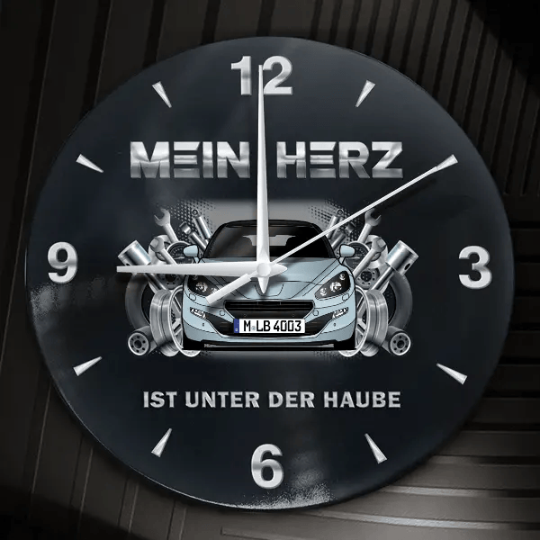RCZ Wanduhr personalisiert mit Auto u. Kennzeichen! M, Tuning Design 2