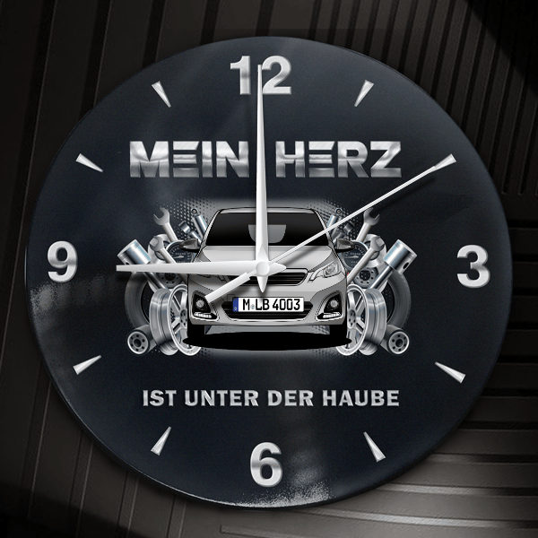 108 Wanduhr personalisiert mit Auto u. Kennzeichen! M, Tuning Design 2