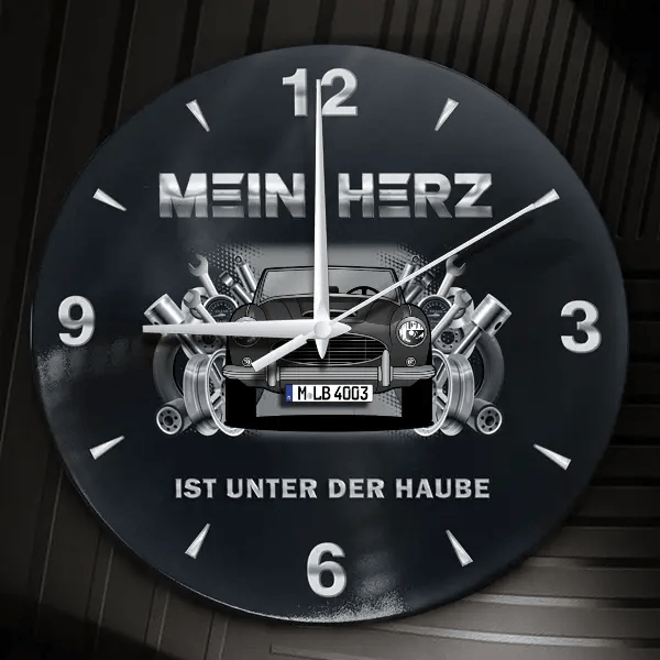 3000 Wanduhr personalisiert mit Auto u. Kennzeichen! M, Tuning Design 2