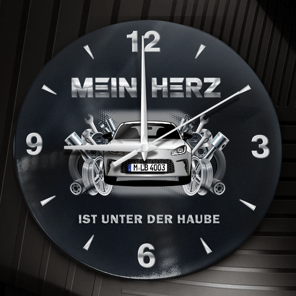 GR 86 Wanduhr personalisiert mit Auto u. Kennzeichen! M, Tuning Design 2