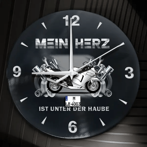 CBR 1100 XX Wanduhr personalisiert mit Motorrad u. Kennzeichen! M, Tuning Design 2