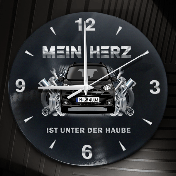 Tourneo Courier Wanduhr personalisiert mit Auto u. Kennzeichen! M, Tuning Design 2