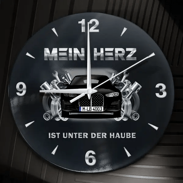 4er Reihe Gran Coupe Wanduhr personalisiert mit Auto u. Kennzeichen! M, Tuning Design 2
