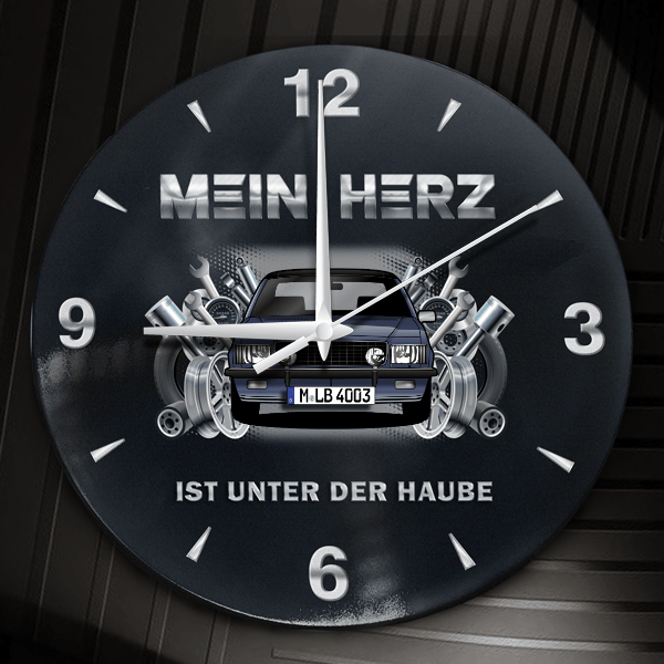Commodore Wanduhr personalisiert mit Auto u. Kennzeichen! M, Tuning Design 2