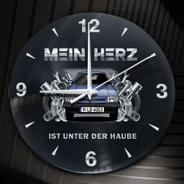 Ibiza (5-Türer) Wanduhr personalisiert mit Auto u. Kennzeichen! M, Tuning Design 2