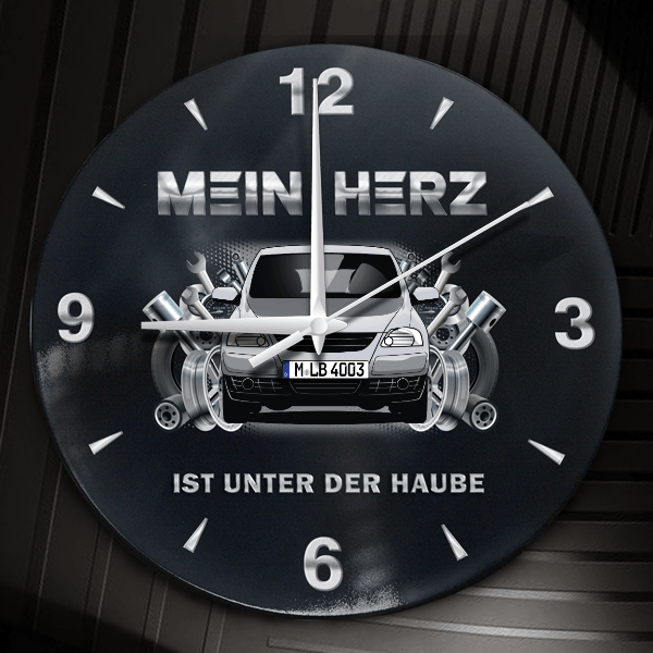 Fox Wanduhr personalisiert mit Auto u. Kennzeichen! M, Tuning Design 2