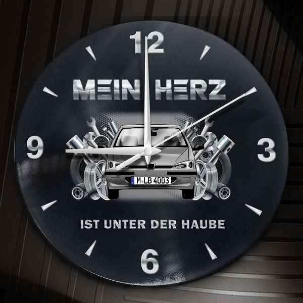 106 Wanduhr personalisiert mit Auto u. Kennzeichen! M, Tuning Design 2