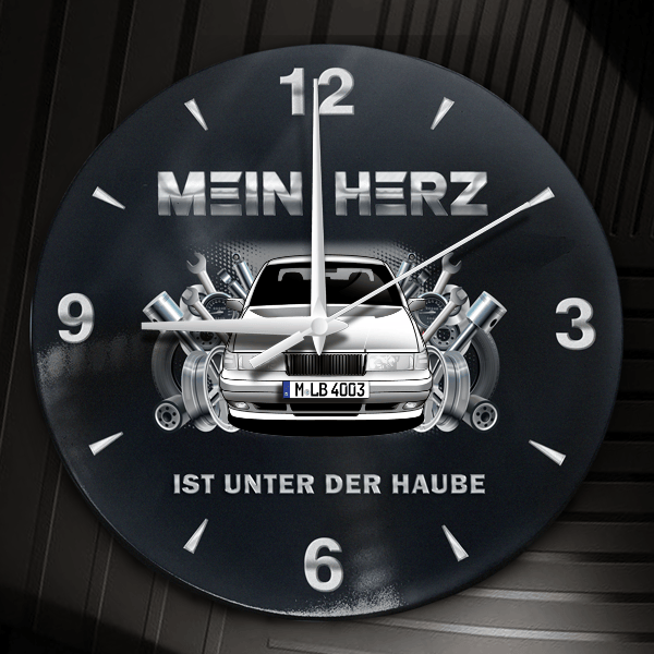 960 Limousine Wanduhr personalisiert mit Auto u. Kennzeichen! M, Tuning Design 2