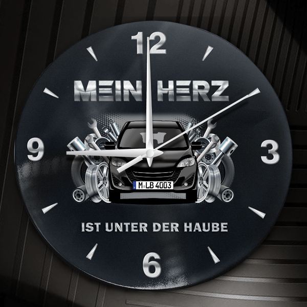 5 Wanduhr personalisiert mit Auto u. Kennzeichen! M, Tuning Design 2