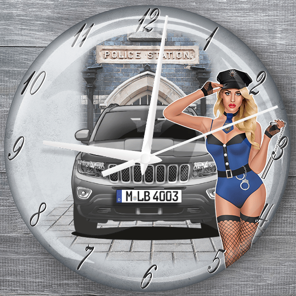 Compass moderne Wanduhr personalisiert mit deinem Auto u. Kennzeichen!