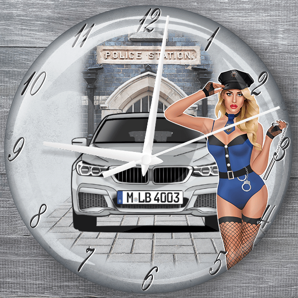 6er Reihe Gran Turismo moderne Wanduhr personalisiert mit deinem Auto u. Kennzeichen!
