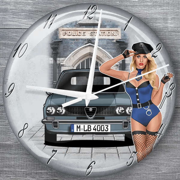 Alfasud moderne Wanduhr personalisiert mit deinem Auto u. Kennzeichen!