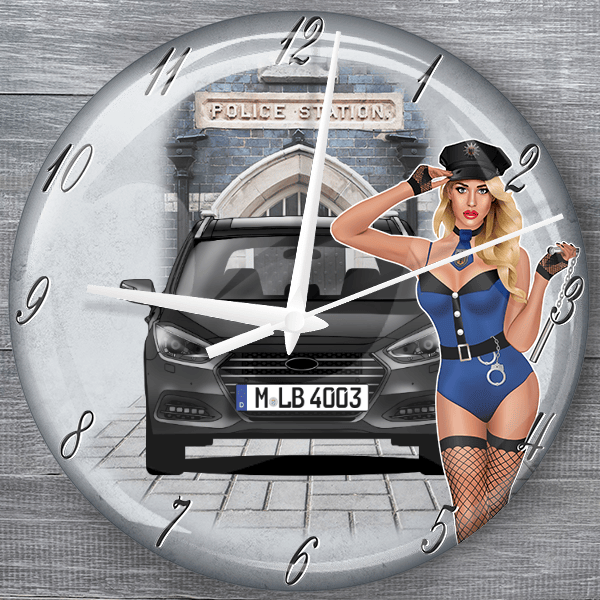 i40 Limousine moderne Wanduhr personalisiert mit deinem Auto u. Kennzeichen!