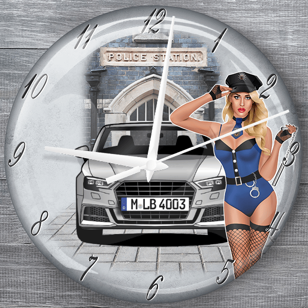 S3 Cabriolet moderne Wanduhr personalisiert mit deinem Auto u. Kennzeichen!
