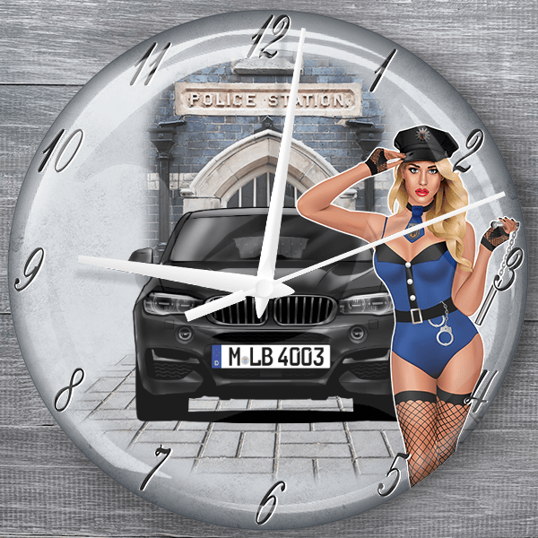 X6 moderne Wanduhr personalisiert mit deinem Auto u. Kennzeichen!
