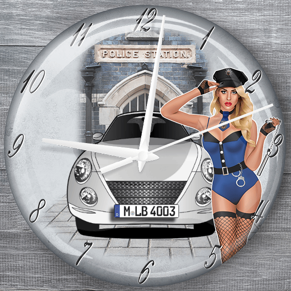 Copen moderne Wanduhr personalisiert mit deinem Auto u. Kennzeichen!