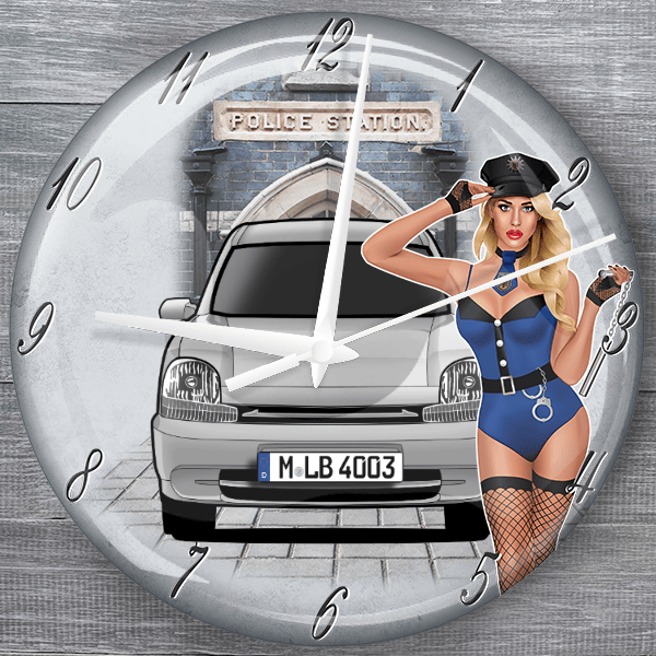 Kangoo moderne Wanduhr personalisiert mit deinem Auto u. Kennzeichen!