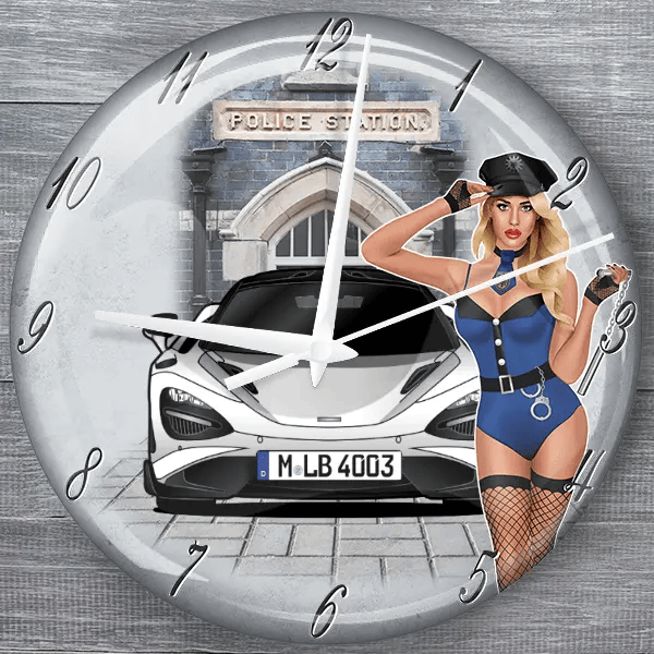 765LT moderne Wanduhr personalisiert mit deinem Auto u. Kennzeichen!