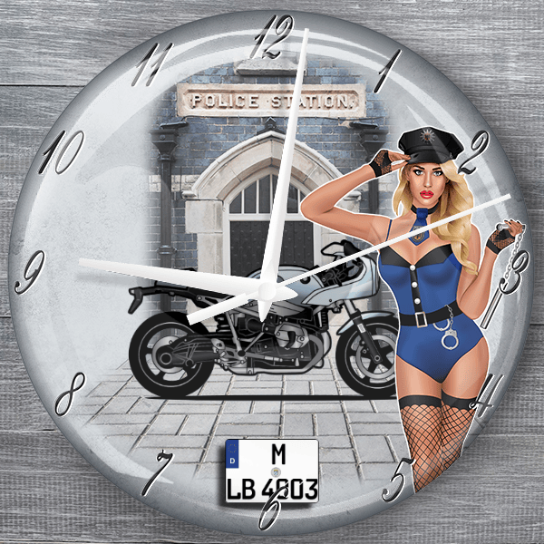 R Ninet Racer moderne Wanduhr personalisiert mit deinem Motorrad u. Kennzeichen!