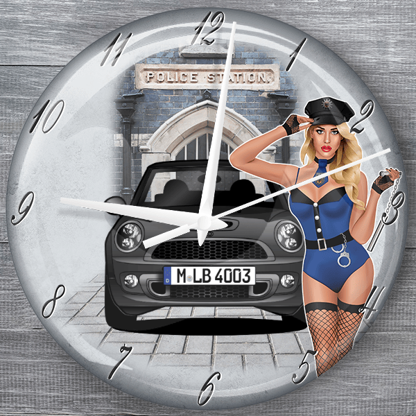 Cooper SD Cabriolet moderne Wanduhr personalisiert mit deinem Auto u. Kennzeichen!