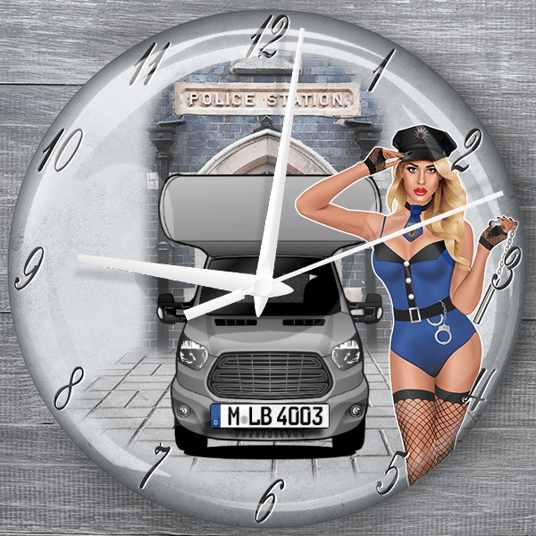 Flash moderne Wanduhr personalisiert mit deinem Wohnwagen u. Kennzeichen!